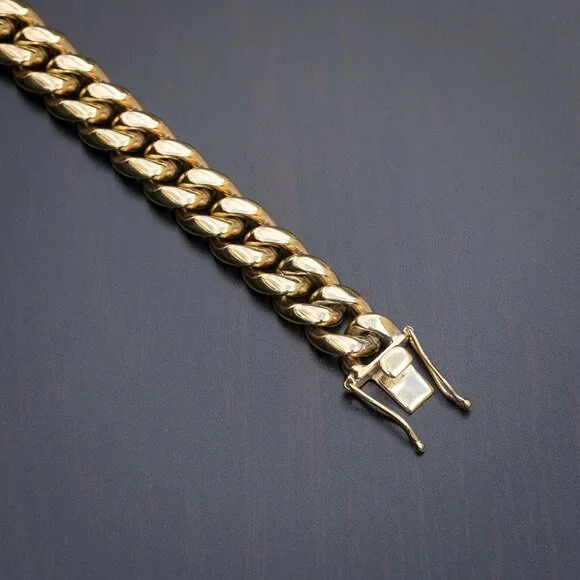 Heavy Solid Gold Plated 316 Stainless Steel 11mm Miami Cuban Link Chain Necklace